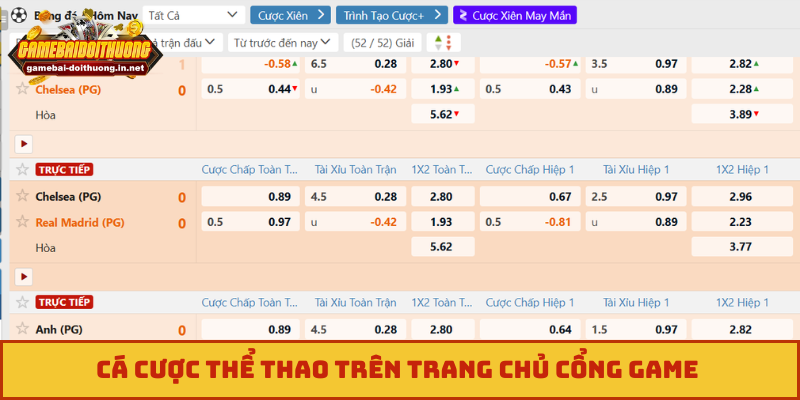 Cá cược thể thao trên trang chủ cổng game 