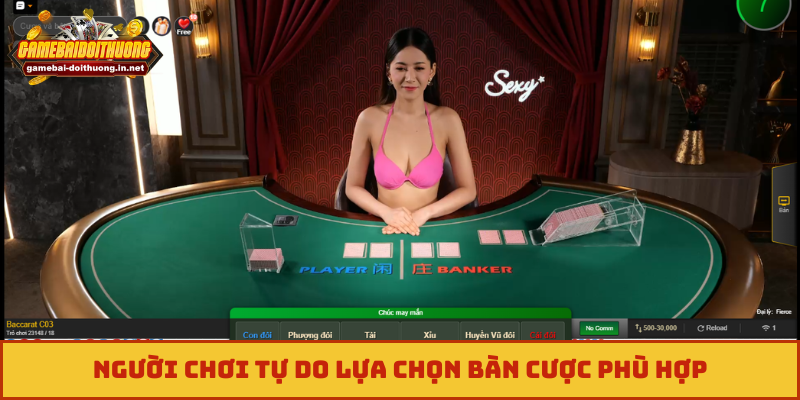 Người chơi tự do lựa chọn bàn cược phù hợp